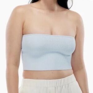 Aritzia Sky Blue Strapless Crop Top